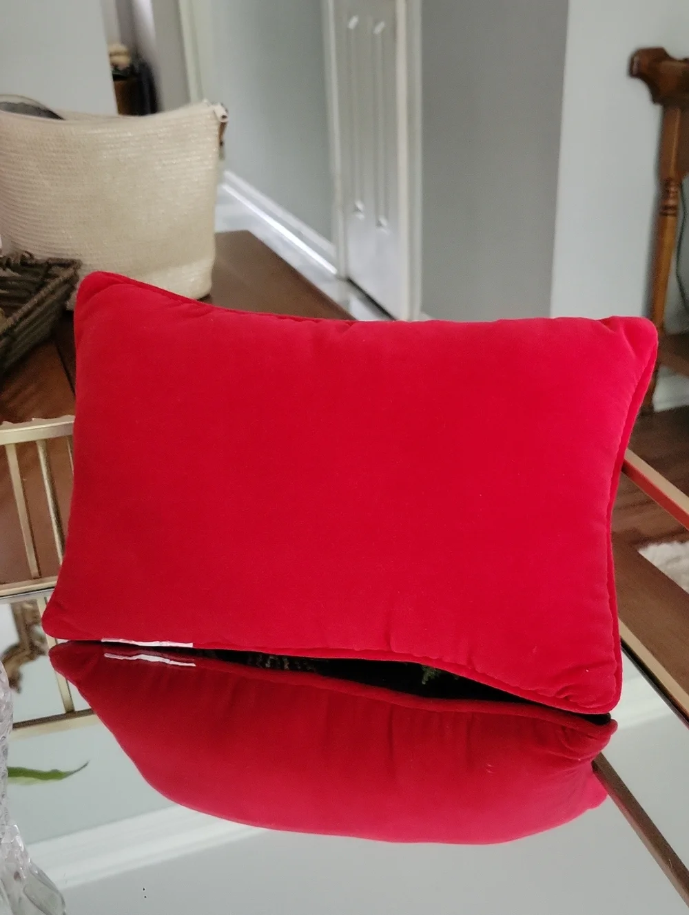 Peace to All Holiday Needlepoint Pillow - Red and Black